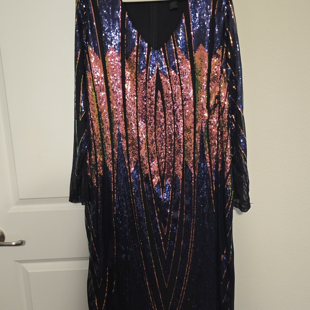 Sequin Black and Pink Dress